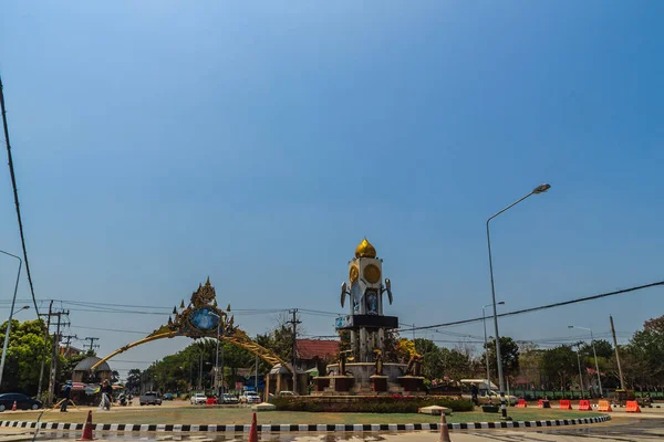 Phichit Tayland Mart 2018 Saat Kulesi Trafik Daire Muang District — Stok fotoğraf