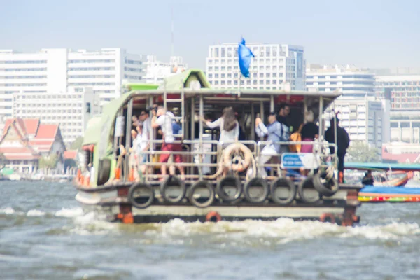 Abstraktní Rozostřené Chao Phraya Express Boat Dopravní Služby Thajsku Řece — Stock fotografie