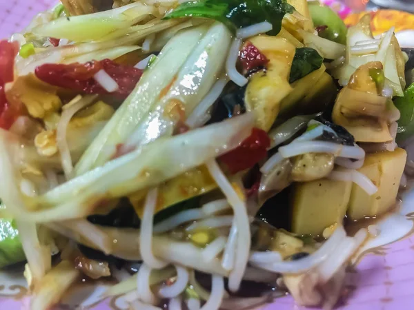 Salad Pepaya Hijau Juga Dikenal Sebagai Som Tam Salad Pedas — Stok Foto