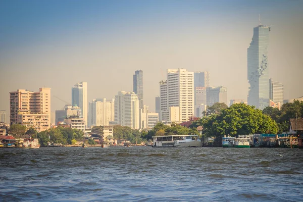 Wunderschöner Blick Auf Bangkok Innenstadt Vom Chao Phraya Fluss Bangkok — Stockfoto