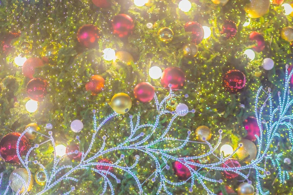 Astratto Sfocato Colorato Albero Natale Decorazione Illuminazione Con Sfondo Bokeh — Foto Stock