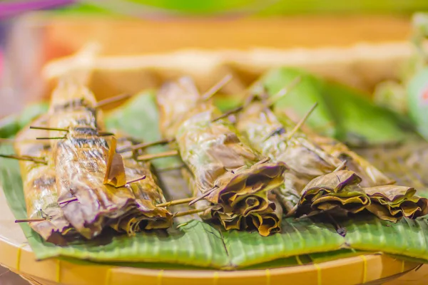 Postre Palma Nipa Khanom Jaak Carne Dulce Tailandesa Hecha Harina — Foto de Stock