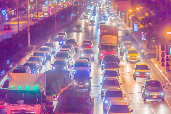 Bangkok Thailand January 2018 Heavy Traffic Jam Cars Stopping Wait — Stock Photo, Image