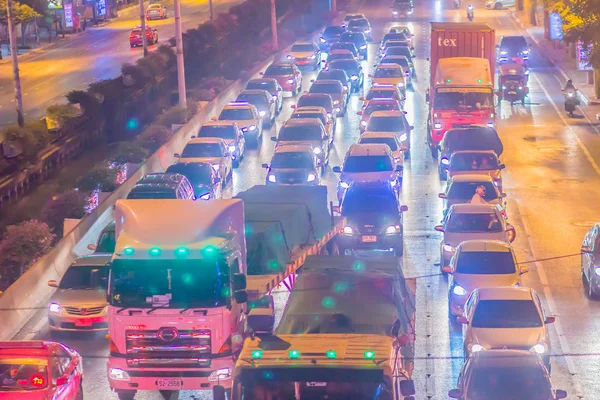 Bangkok Thaïlande Janvier 2018 Embouteillage Intense Lorsque Les Voitures Arrêtent — Photo