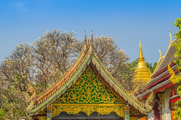 Bela Igreja Budista Dourada Salão Ordenação Estilo Lanna Wat Chiang — Fotografia de Stock