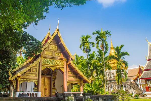 Beautiful Golden Buddhist Church Lanna Style Ordination Hall Enshrines Wat — Stock Photo, Image