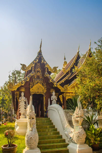 Schöne Thailändische Architektur Buddhistischen Tempel Wat Ram Poeng Tapotaram Tempel — Stockfoto
