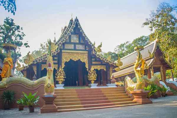 Schöne Thailändische Architektur Buddhistischen Tempel Wat Ram Poeng Tapotaram Tempel — Stockfoto