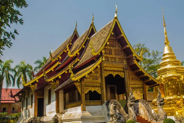 Lanna Style Βουδιστική Εκκλησία Στο Wat Phra Singh Temple Lion — Φωτογραφία Αρχείου
