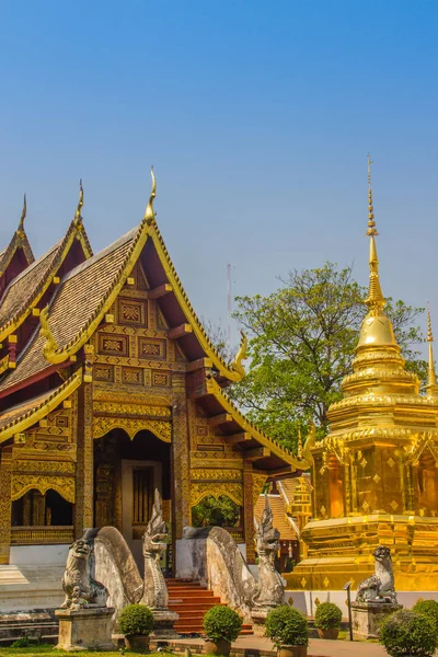 Eglise Bouddhiste Style Lanna Wat Phra Singh Temple Bouddha Lion — Photo