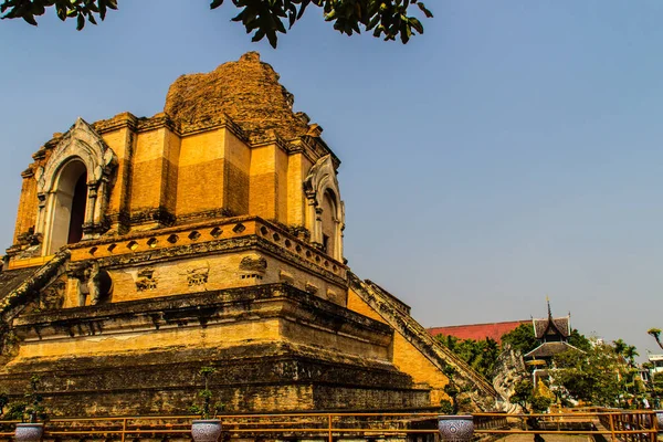 Vecchie Rovine Massicce Pagoda Wat Chedi Luang Tempio Del Grande — Foto Stock