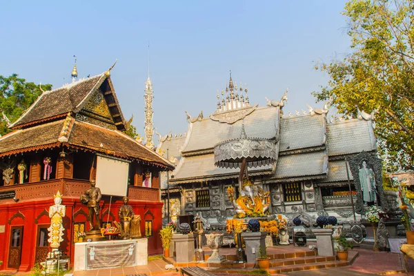 Increíble Primer Santuario Plata Del Mundo Wat Sri Suphan Chiang — Foto de Stock