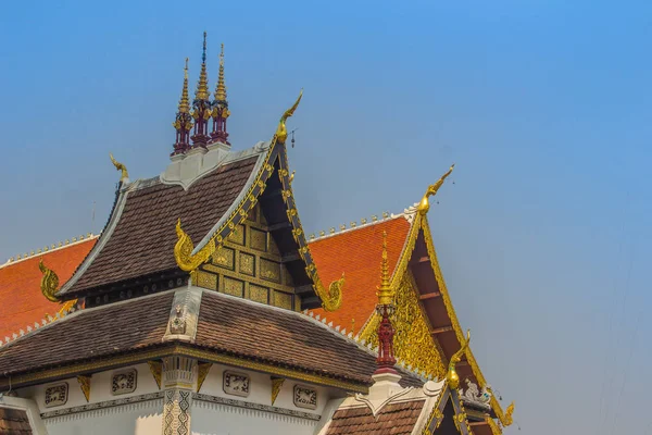 Bela Decoração Exterior Fora Pilar Chiang Mai City São Inthakhin — Fotografia de Stock