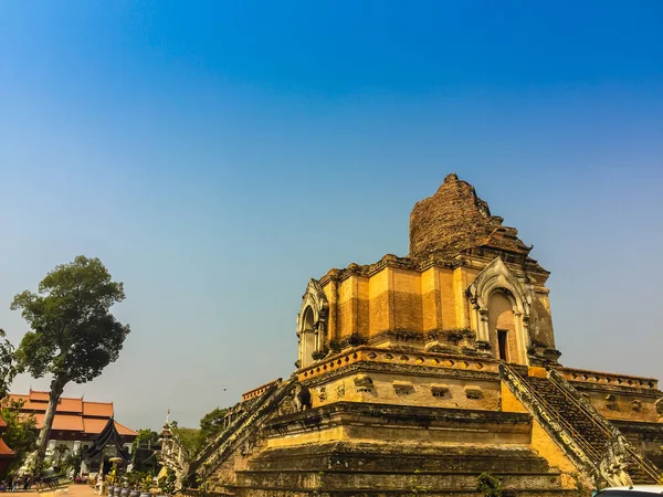 Alte Massive Ruinenpagode Von Wat Chedi Luang Tempel Der Großen — Stockfoto