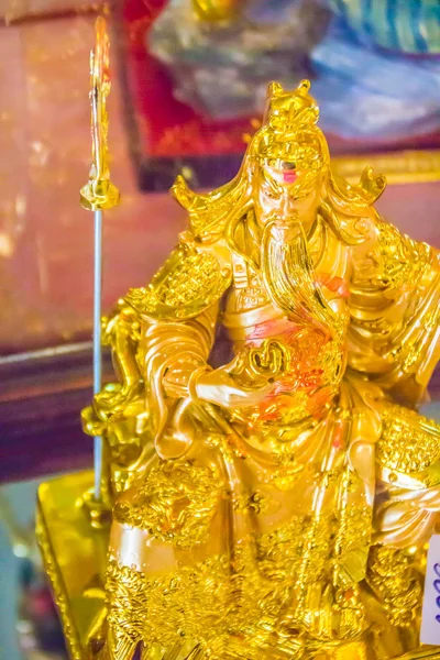 Beautiful Golden Guan Statue Public Chinese Temple Guan God Warrior — Stock Photo, Image