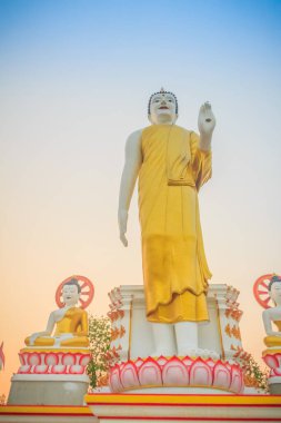 Wat Phra Doi Kham 'da güzel bir Buda resmi. Chiang Mai, Tayland. Wat Phra Doi Kham (Wat Doi Kham veya Altın Tapınak) şehrin güneybatısındaki bir tepenin tepesinde yer alır..