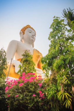 Wat Phra Doi Kham 'da güzel bir Buda resmi. Chiang Mai, Tayland. Wat Phra Doi Kham (Wat Doi Kham veya Altın Tapınak) şehrin güneybatısındaki bir tepenin tepesinde yer alır..