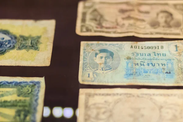 Colección Antigua Rara Billetes Papel Moneda Tailandesa Billetes Baht Antigua — Foto de Stock