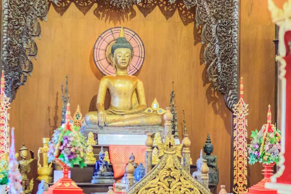 Phra Jao Lan Thong Imagen Buda Está Hecha Latón Cobre —  Fotos de Stock