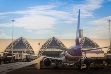 Bangkok, Tayland - 13 Haziran 2017: Suvarnabhumi uluslararası havaalanı, Bangkok, Tayland.