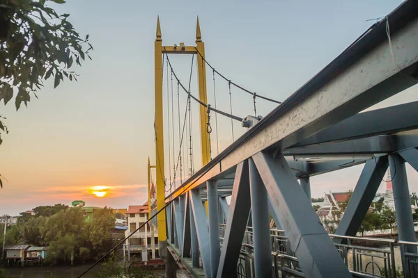 Pequeno Detalhe Estrutura Ponte Aço Suspensão Suporte Estrutura Aço Ponte — Fotografia de Stock