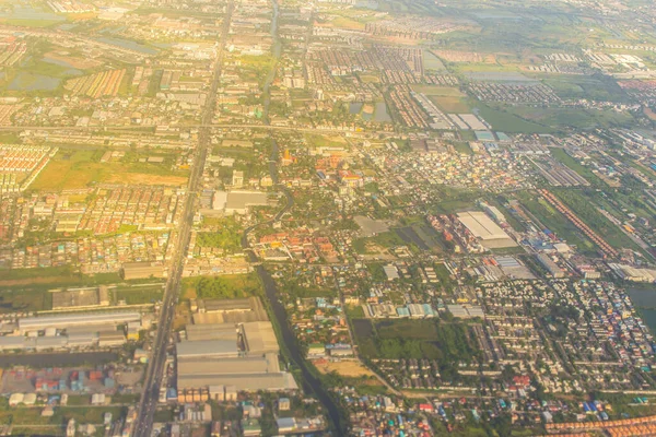 Luftaufnahme Aus Dem Flugzeug Der Stadt Samut Prakan Samut Prakan — Stockfoto
