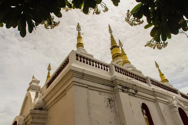 Krásná Krajina Bílá Zlatá Pagoda Wata Jedyoda Chiang Rai Thajsko — Stock fotografie