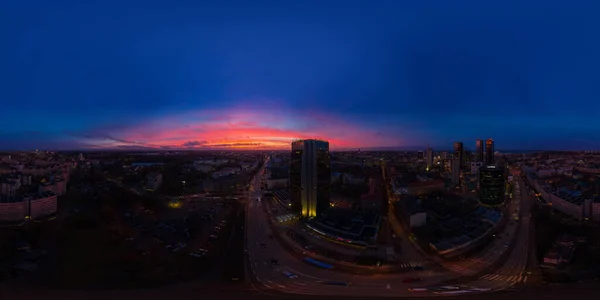 Antenn Drönare Nattutsikt Över Affärscentret Tallinn Estland 360 Graders Panorama — Stockfoto