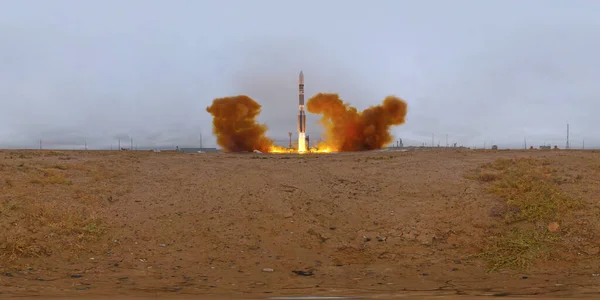 Baikonur Cosmodrome 'dan roket fırlatıldı. 360 derece panorama