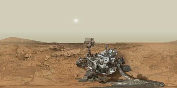 Mars Panorama- Meraklı Gezgin: Mars güneş günü 177. NASA / JPL-Caltech kaynak görüntülerinden mozaik görüntüler eklendi ve rötuşlandı.