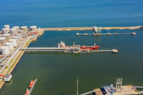 Aerial view of Liquid Bulk petroleum and gasoline terminals, pipeline operations, distributes petroleum products.