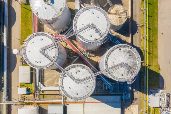 Aerial view of Liquid Bulk petroleum and gasoline terminals, pipeline operations, distributes petroleum products.