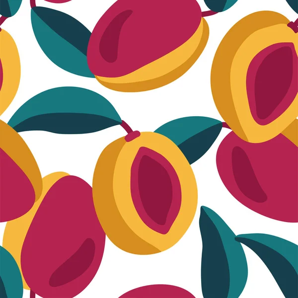 多汁桃子的无缝图案 — 图库矢量图片