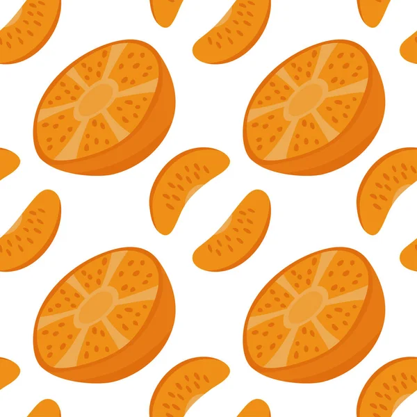 Бесшовный Рисунок Апельсинами Мандаринами Повторяю Бесконечные Элементы Сочные Вкусные Фрукты — стоковый вектор