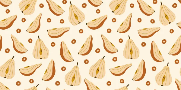 Lindo Patrón Delicado Patrón Sin Costuras Con Peras Jugosas Frutas — Archivo Imágenes Vectoriales