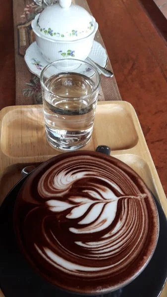 Vue Dessus Cacao Dans Une Tasse Céramique — Photo