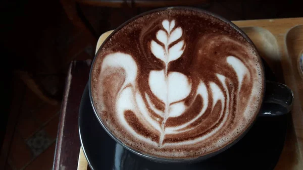 Vue Dessus Cacao Dans Une Tasse Céramique — Photo