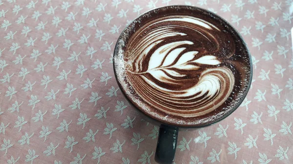 Vue Dessus Cacao Dans Une Tasse Céramique — Photo