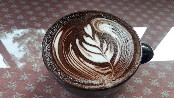 Vue Dessus Cacao Dans Une Tasse Céramique — Photo