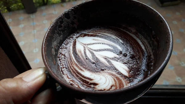 Top View Cocoa Ceramic Mug — Stock Photo, Image