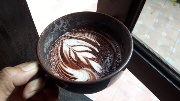Top View Cocoa Ceramic Mug — Stock Photo, Image