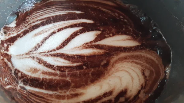 Vue Dessus Cacao Dans Une Tasse Céramique — Photo