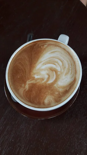 Vista Superior Del Café Una Taza Cerámica — Foto de Stock