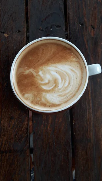 Vista Superior Del Café Una Taza Cerámica — Foto de Stock