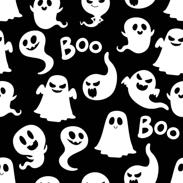 Schattig Eng Spook Naadloos Patroon Halloween Vakantie Cartoon Karakter Achtergrond — Stockvector