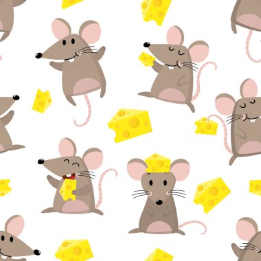 Şirin fare vektör seti. Küçük farenin uzun kuyruk koleksiyonu var. Hayvan Vahşi Yaşam çizgi film karakteri.