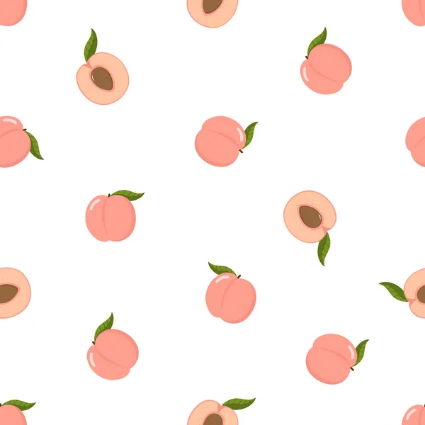 Bonita Patten Melocotón Rosa Sin Costuras Fondo Orgánico Fruta Saludable — Vector de stock