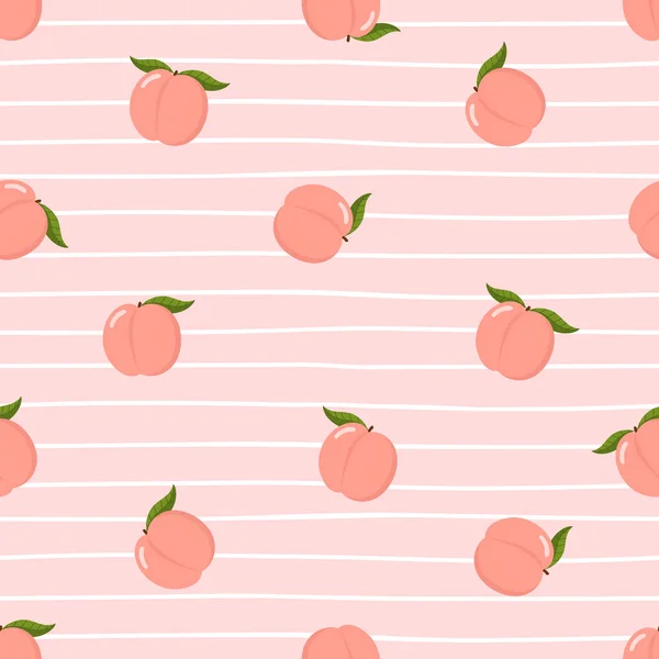 Şirin pembe şeftali ve çizgili hatlar pürüzsüz. Organik sağlıklı meyve geçmişi. - Vektör.