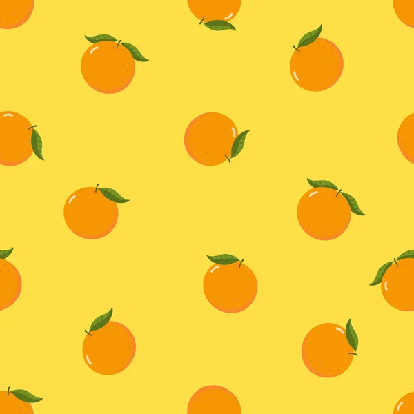 Orange Seamless Pattern Organic Healthy Fruit Background — Stock Vector