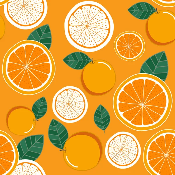 Patrón Sin Costura Naranja Fondo Orgánico Fruta Saludable — Vector de stock